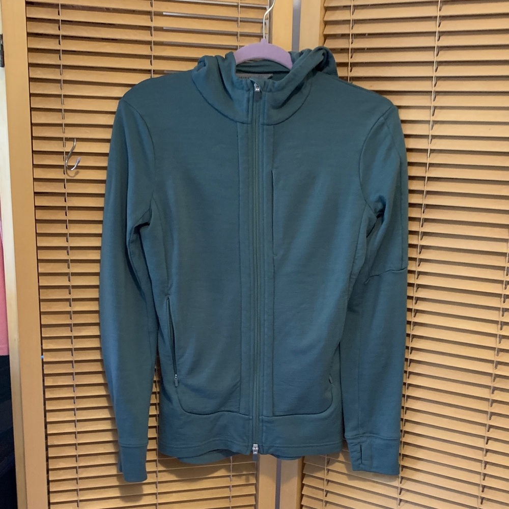 icebreaker womens Merino Zip Hoodie size small sage green